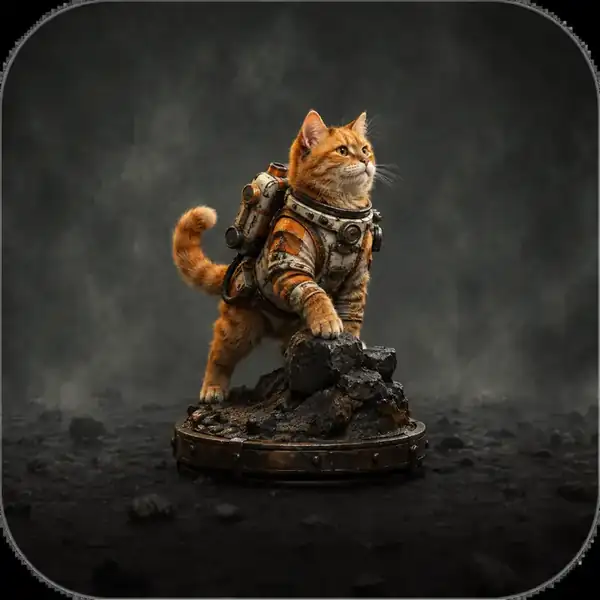 Beispiel einer orangefarbenen Weltraumkatze