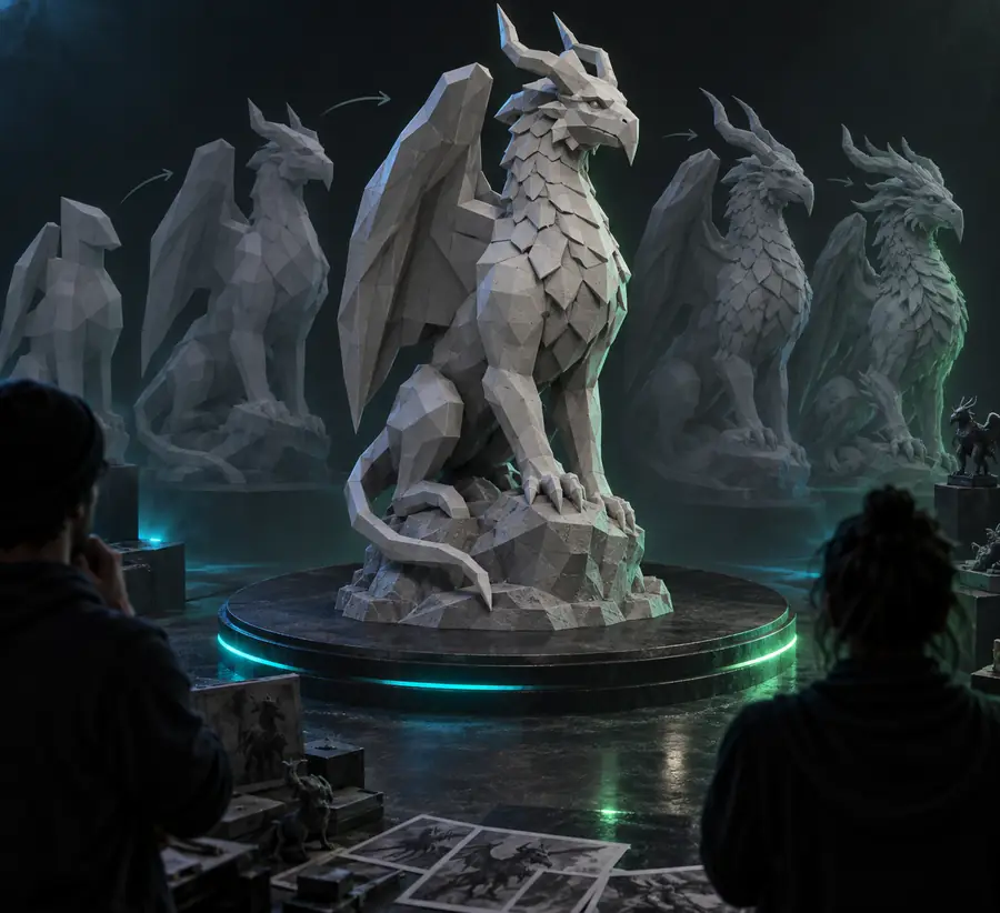 Early generated 3D model concept for a version workflow